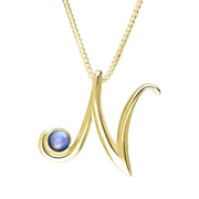 18ct Yellow Gold Moonstone Love Letters Initial N Necklace, P3461
