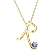18ct Yellow Gold Moonstone Love Letters Initial R Necklace, P3465