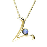 18ct Yellow Gold Moonstone Love Letters Initial V Necklace, P3469