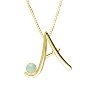 18ct Yellow Gold Opal Love Letters Initial A Necklace, P3448.