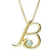 18ct Yellow Gold Opal Love Letters Initial B Necklace, P3449.