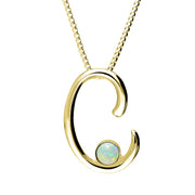 18ct Yellow Gold Opal Love Letters Initial C Necklace, P3450.