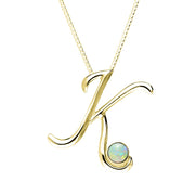 18ct Yellow Gold Opal Love Letters Initial K Necklace, P3458.