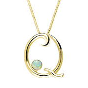 18ct Yellow Gold Opal Love Letters Initial Q Necklace, P3464.