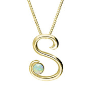 18ct Yellow Gold Opal Love Letters Initial S Necklace, P3466.