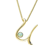 18ct Yellow Gold Opal Love Letters Initial U Necklace, P3468.