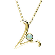 18ct Yellow Gold Opal Love Letters Initial V Necklace, P3469.