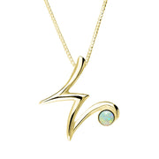 18ct Yellow Gold Opal Love Letters Initial W Necklace, P3470.