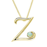 18ct Yellow Gold Opal Love Letters Initial Z Necklace, P3473.