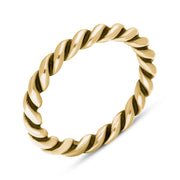 18ct Yellow Gold Stepping Stones Twisted Rope Stacking Ring, R617.