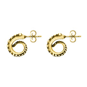 18ct Yellow Gold Tentacle Curl Stud Earrings