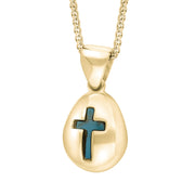 18ct Yellow Gold Turquoise Cross Pear Shape Necklace