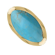 18ct Yellow Gold Turquoise Hallmark Large Oval Ring. R013_FH.