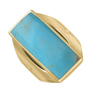 18ct Yellow Gold Turquoise Hallmark Medium Oblong Ring. R065_FH