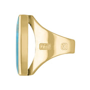 18ct Yellow Gold Turquoise Hallmark Medium Oblong Ring