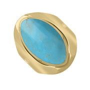 18ct Yellow Gold Turquoise Hallmark Medium Oval Ring. R012_FH.