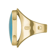18ct Yellow Gold Turquoise Hallmark Medium Oval Ring