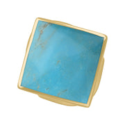18ct Yellow Gold Turquoise Hallmark Medium Rhombus Ring. R607_FH.