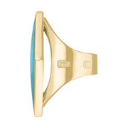 18ct Yellow Gold Turquoise Hallmark Medium Rhombus Ring