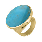 18ct Yellow Gold Turquoise Hallmark Medium Round Ring. R610_FH.