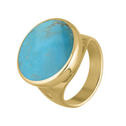 18ct Yellow Gold Turquoise Hallmark Small Round Ring. R609_FH.