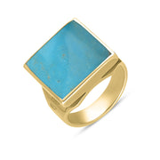 18ct Yellow Gold Turquoise Hallmark Small Square Ring. R603_FH.