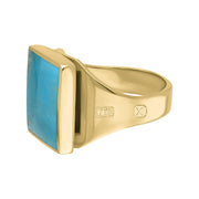 18ct Yellow Gold Turquoise Hallmark Small Square Ring