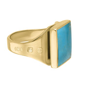 18ct Yellow Gold Turquoise Hallmark Small Square Ring