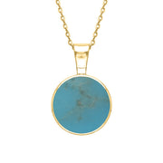 18ct Yellow Gold Turquoise Heritage Round Necklace. P018.