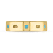 18ct Yellow Gold Turquoise Queen's Jubilee Hallmark Princess Cut 5mm Ring