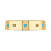 18ct Yellow Gold Turquoise Queen's Jubilee Hallmark Princess Cut 5mm Ring