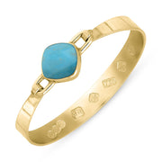 18ct Yellow Gold Turquoise Jubilee Hallmark Collection Wide Cushion Bangle, B036_JFH