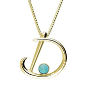 18ct Yellow Gold Turquoise Love Letters Initial D Necklace, P3451.