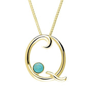 18ct Yellow Gold Turquoise Love Letters Initial Q Necklace, P3464.