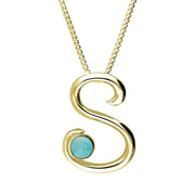 18ct Yellow Gold Turquoise Love Letters Initial S Necklace, P3466.