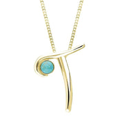 18ct Yellow Gold Turquoise Love Letters Initial T Necklace, P3467.