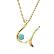 18ct Yellow Gold Turquoise Love Letters Initial U Necklace, P3468