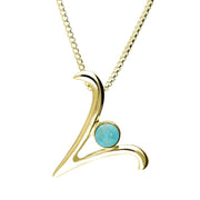18ct Yellow Gold Turquoise Love Letters Initial V Necklace, P3469.