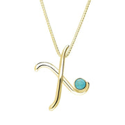 18ct Yellow Gold Turquoise Love Letters Initial X Necklace, P3471.