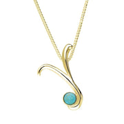18ct Yellow Gold Turquoise Love Letters Initial Y Necklace, P3472.