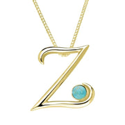 18ct Yellow Gold Turquoise Love Letters Initial Z Necklace, P3473.