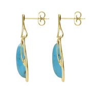 18ct Yellow Gold Turquoise Open Marquise Drop Earrings, E2437_2