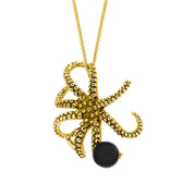 18ct Yellow Gold Whitby Jet Bead Octopus Necklace