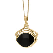 18ct Yellow Gold Whitby Jet Blue John Marquise Swivel Fob Necklace