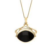 18ct Yellow Gold Whitby Jet Blue John Marquise Swivel Fob Necklace, P115_10.