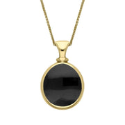 18ct Yellow Gold Whitby Jet Blue John Small Double Sided Pear Fob Necklace, P220_2.