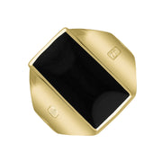 18ct Yellow Gold Whitby Jet Hallmark Small Oblong Ring, R221_FH