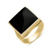 18ct Yellow Gold Whitby Jet Hallmark Small Square Ring, R603_FH.