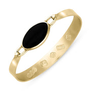 18ct Yellow Gold Whitby Jet Hallmark Wide Oval Bangle, B020_FH