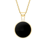 18ct Yellow Gold Whitby Jet Heritage Round Necklace. P018.